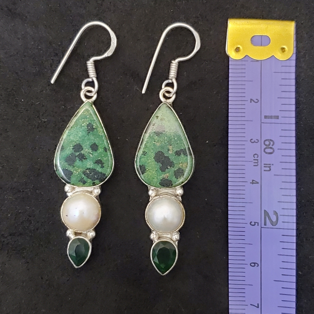 925 Silver Semi-precious Stones Handmade Earrings